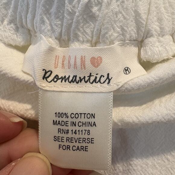 Boho Cottage Mini Skirt‎ Medium White Tennis Pleated Crinkle Gauze Academia Prep - Picture 7 of 9